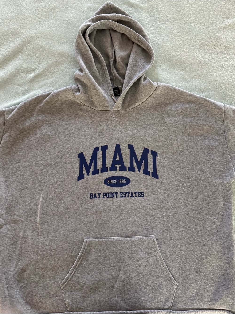 SHEIN Women’s Plus- Gray Hoodie w/ Blue Miami Graphics Size 5XL